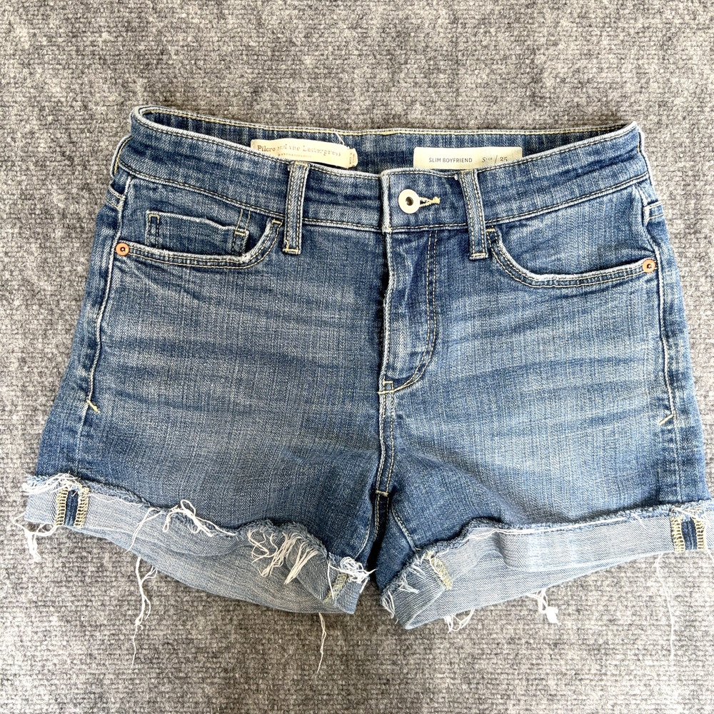 Anthropologie Pilcro & The Letterpress Slim Boyfriend Denim Distressed Shorts 25